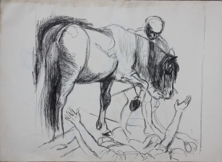 D'après Caravage: - Dessins études, travaux sur papier: