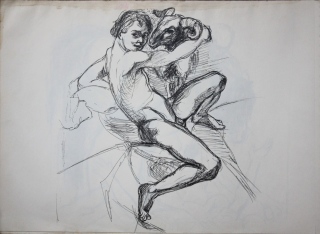 D'après Caravage: - Dessins études, travaux sur papier: