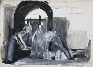 D'après Caravage: - Dessins études, travaux sur papier: