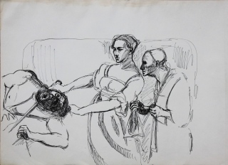 D'après Caravage: - Dessins études, travaux sur papier: