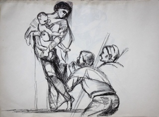 D'après Caravage: - Dessins études, travaux sur papier: