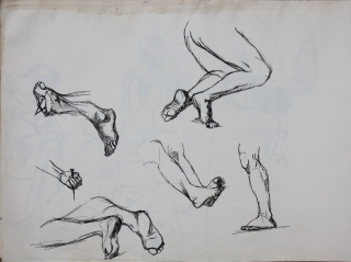 D'après Caravage: - Dessins études, travaux sur papier: